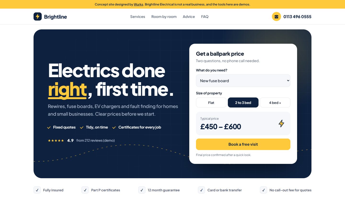 Brightline Electrical concept site
