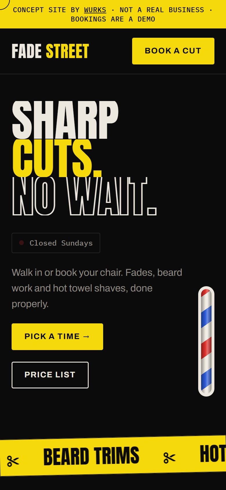 Fade Street Barbers on a phone