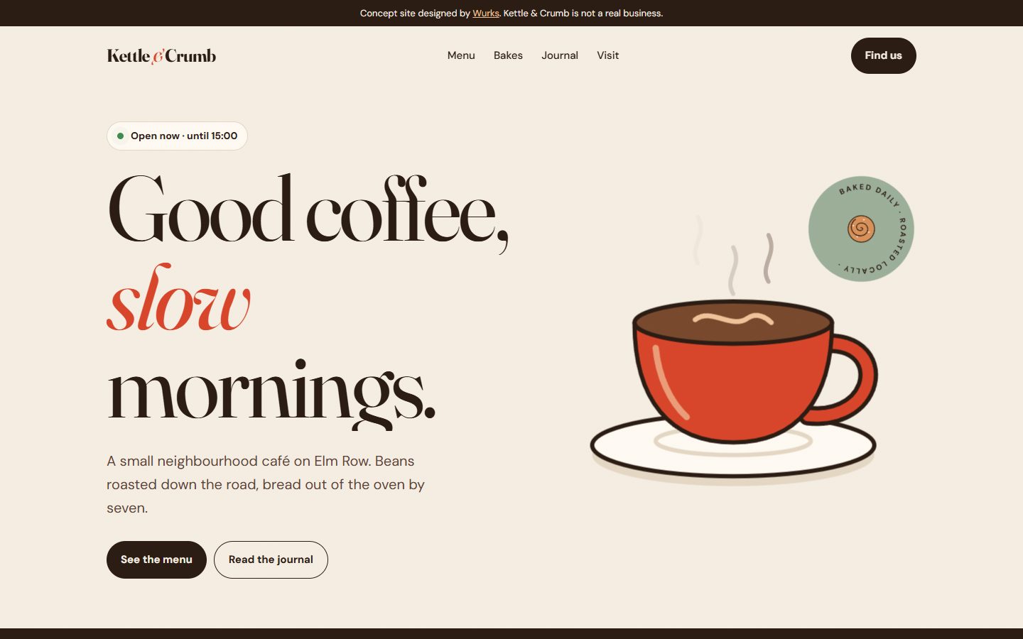 Kettle and Crumb café concept site