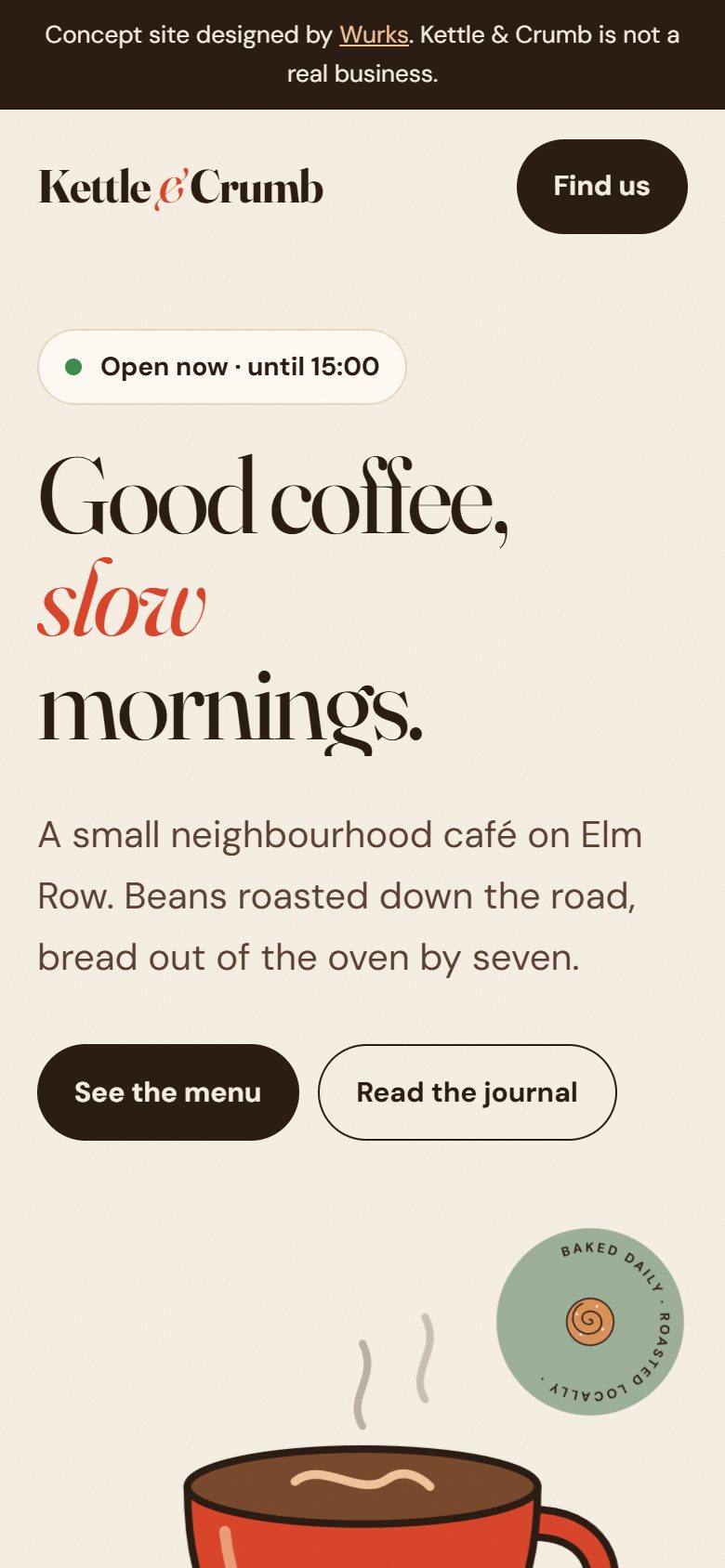 Kettle & Crumb on a phone