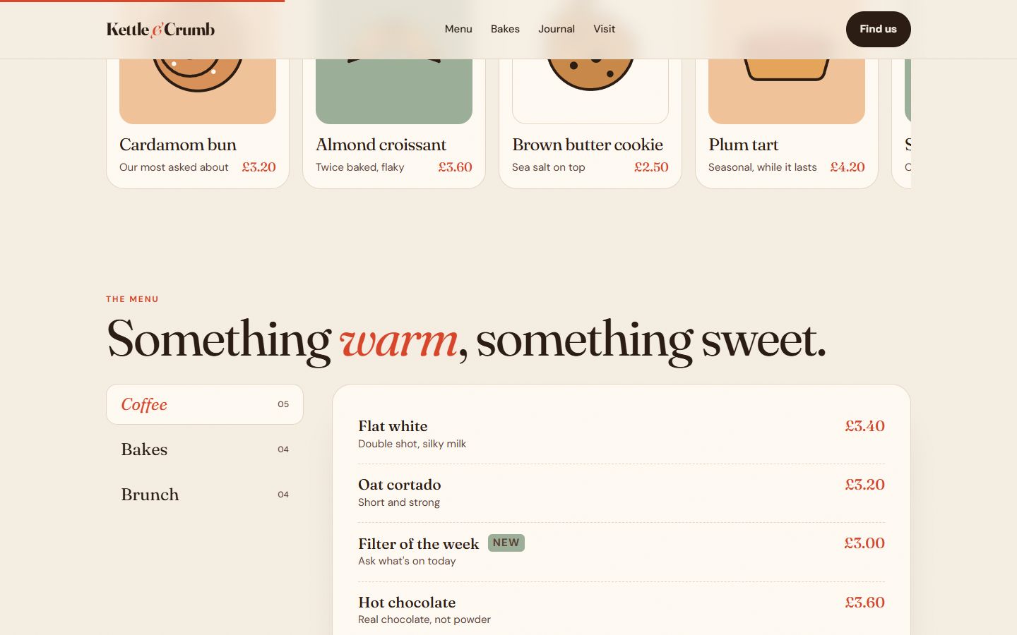 Menu and story